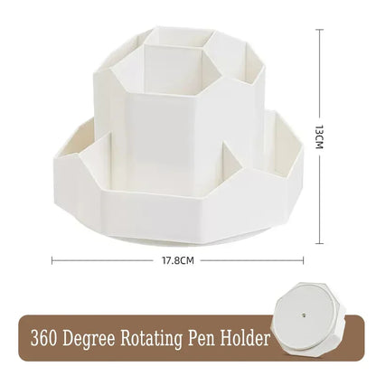 New 360°Rotatable Pen Holder Large Capacity Desk Pencil Storage Box 9-Grid Stationery Organizer School Office Pen Stand