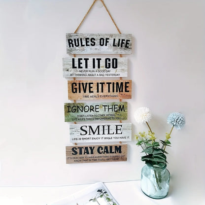 1pc Wooden Inspirational Hanging Festive Decor For Home & Gift 3D Wall Art With Rope For Room & Holiday Inspirational slogans