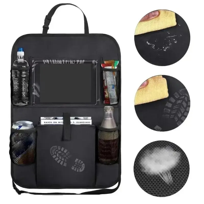 Car Seat Organizer Multifunctional Oxford Fabric Car Back Multi Pocket Storage Bag with Tablet Holder Protector for Kids