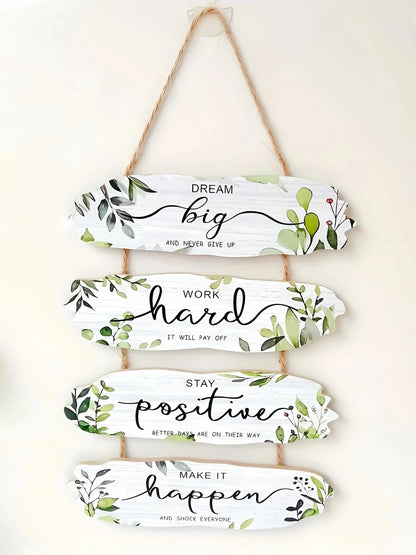 1pc Wooden Inspirational Hanging Festive Decor For Home & Gift 3D Wall Art With Rope For Room & Holiday Inspirational slogans