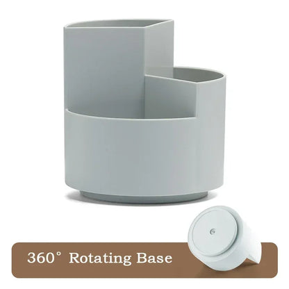 New 360°Rotatable Pen Holder Large Capacity Desk Pencil Storage Box 9-Grid Stationery Organizer School Office Pen Stand