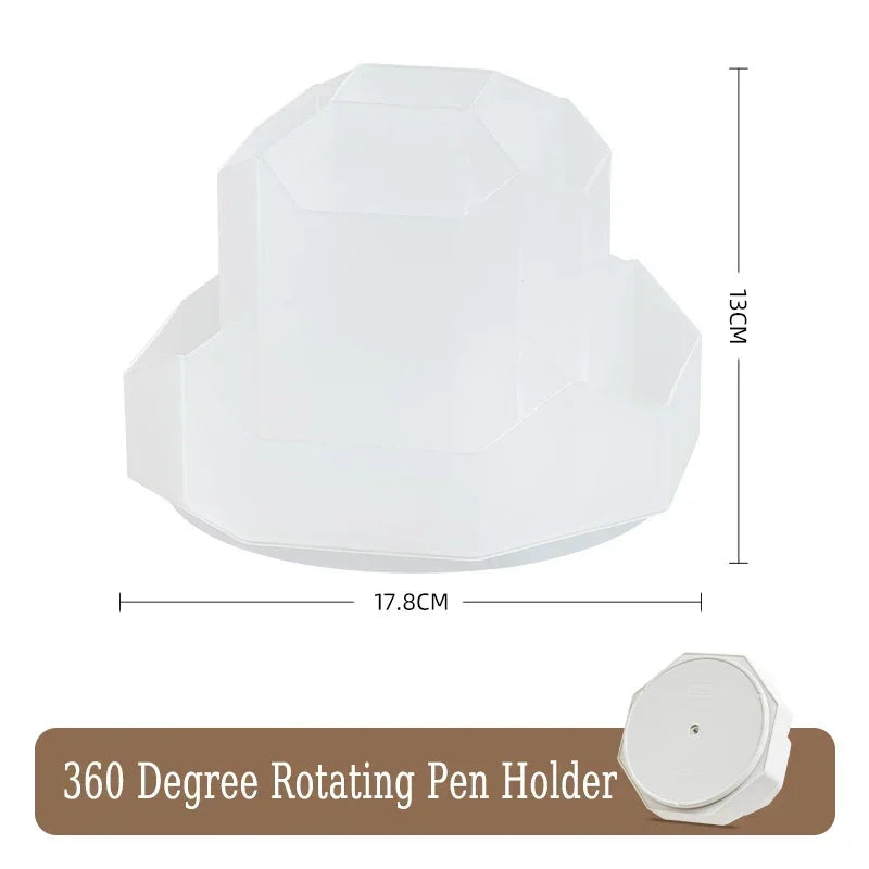 New 360°Rotatable Pen Holder Large Capacity Desk Pencil Storage Box 9-Grid Stationery Organizer School Office Pen Stand