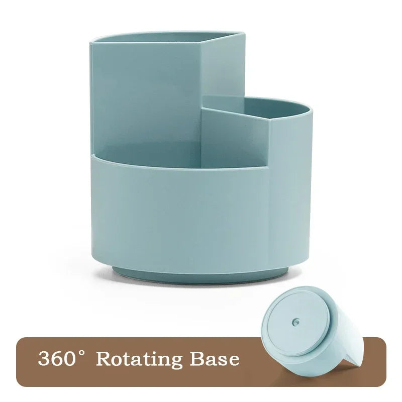 New 360°Rotatable Pen Holder Large Capacity Desk Pencil Storage Box 9-Grid Stationery Organizer School Office Pen Stand