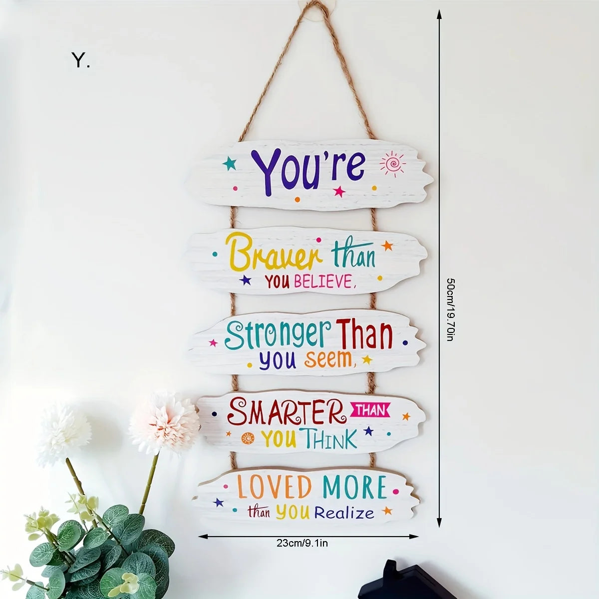 1pc Wooden Inspirational Hanging Festive Decor For Home & Gift 3D Wall Art With Rope For Room & Holiday Inspirational slogans