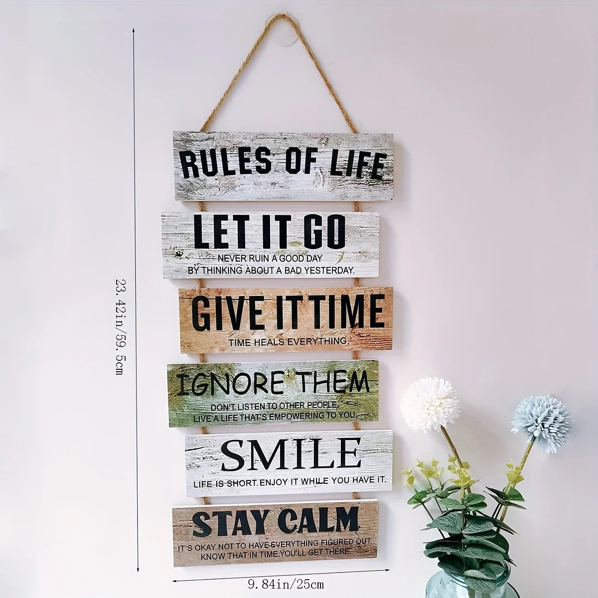 1pc Wooden Inspirational Hanging Festive Decor For Home & Gift 3D Wall Art With Rope For Room & Holiday Inspirational slogans