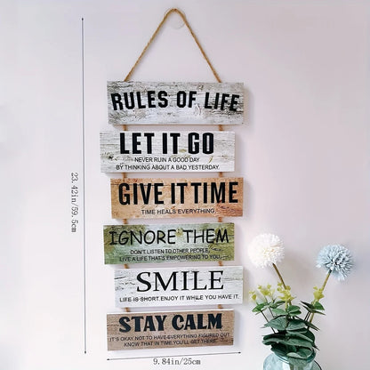 1pc Wooden Inspirational Hanging Festive Decor For Home & Gift 3D Wall Art With Rope For Room & Holiday Inspirational slogans