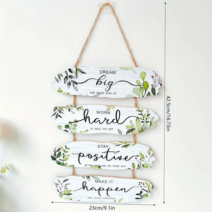 1pc Wooden Inspirational Hanging Festive Decor For Home & Gift 3D Wall Art With Rope For Room & Holiday Inspirational slogans