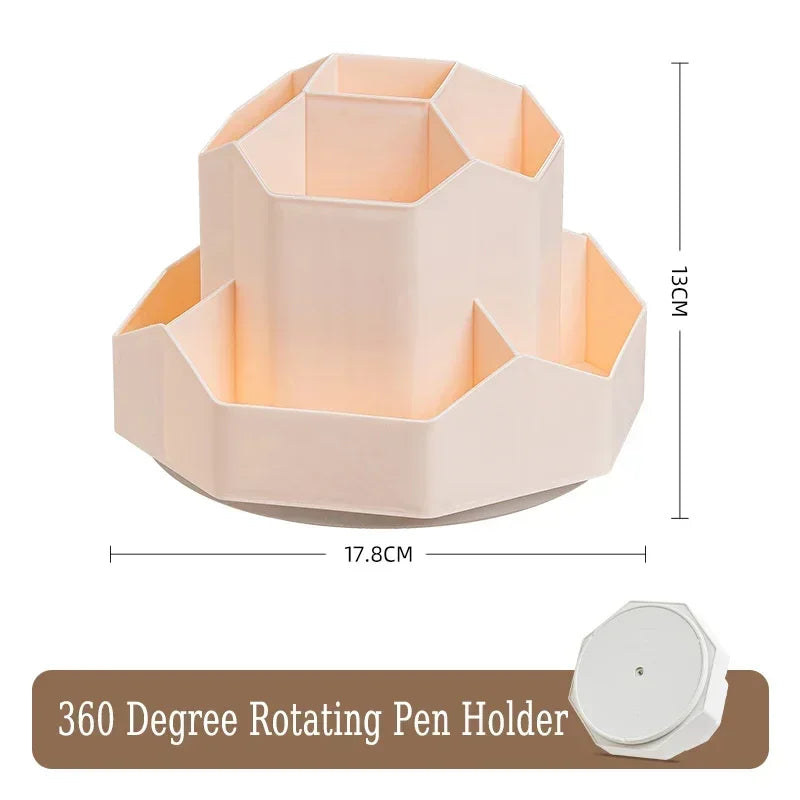 New 360°Rotatable Pen Holder Large Capacity Desk Pencil Storage Box 9-Grid Stationery Organizer School Office Pen Stand
