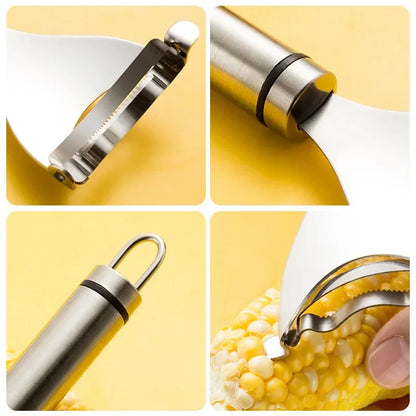 Stainless Steel Corn Peeler Serrated Corn Stripper Peelers Cob Shaver Planer Thresher Cutter Kitchen  Vegetable Gadget Tool