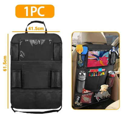 Car Seat Organizer Multifunctional Oxford Fabric Car Back Multi Pocket Storage Bag with Tablet Holder Protector for Kids